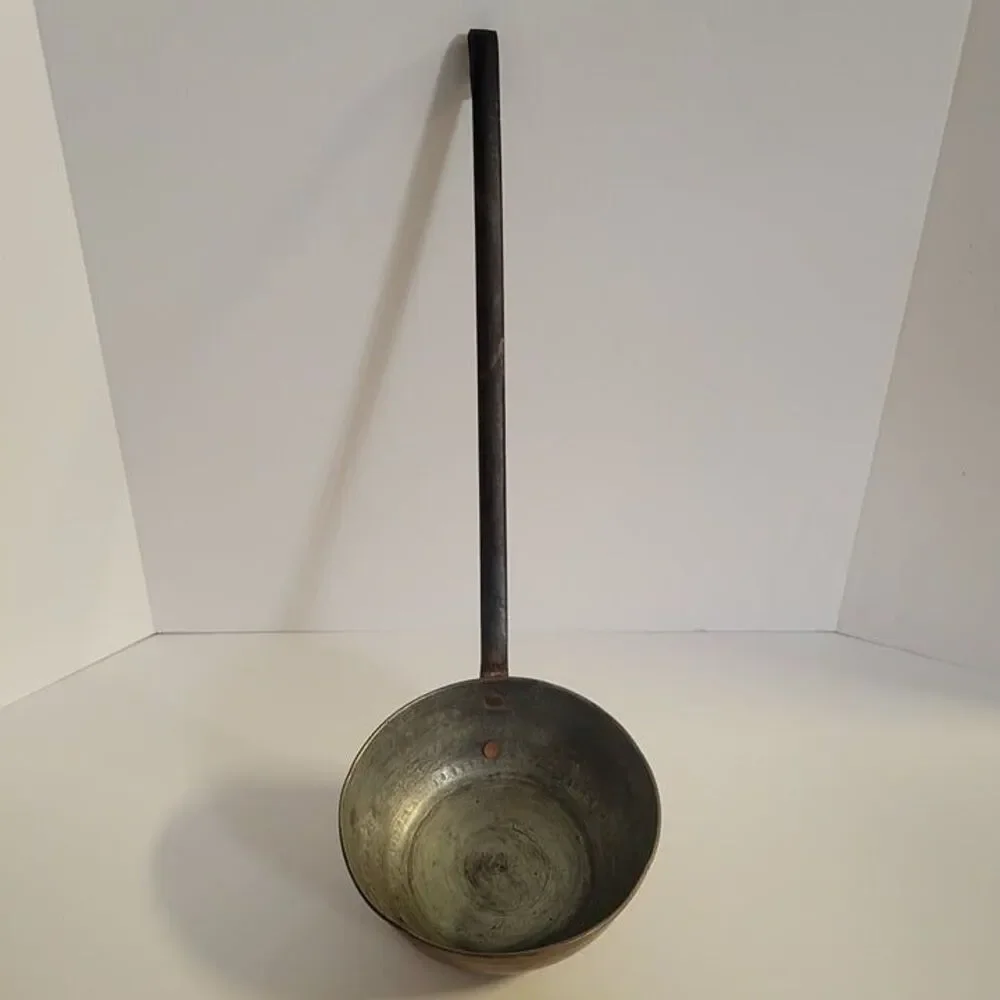 Vintage Copper Metal Ladle Long Handle Rustic Kitchen Decor
